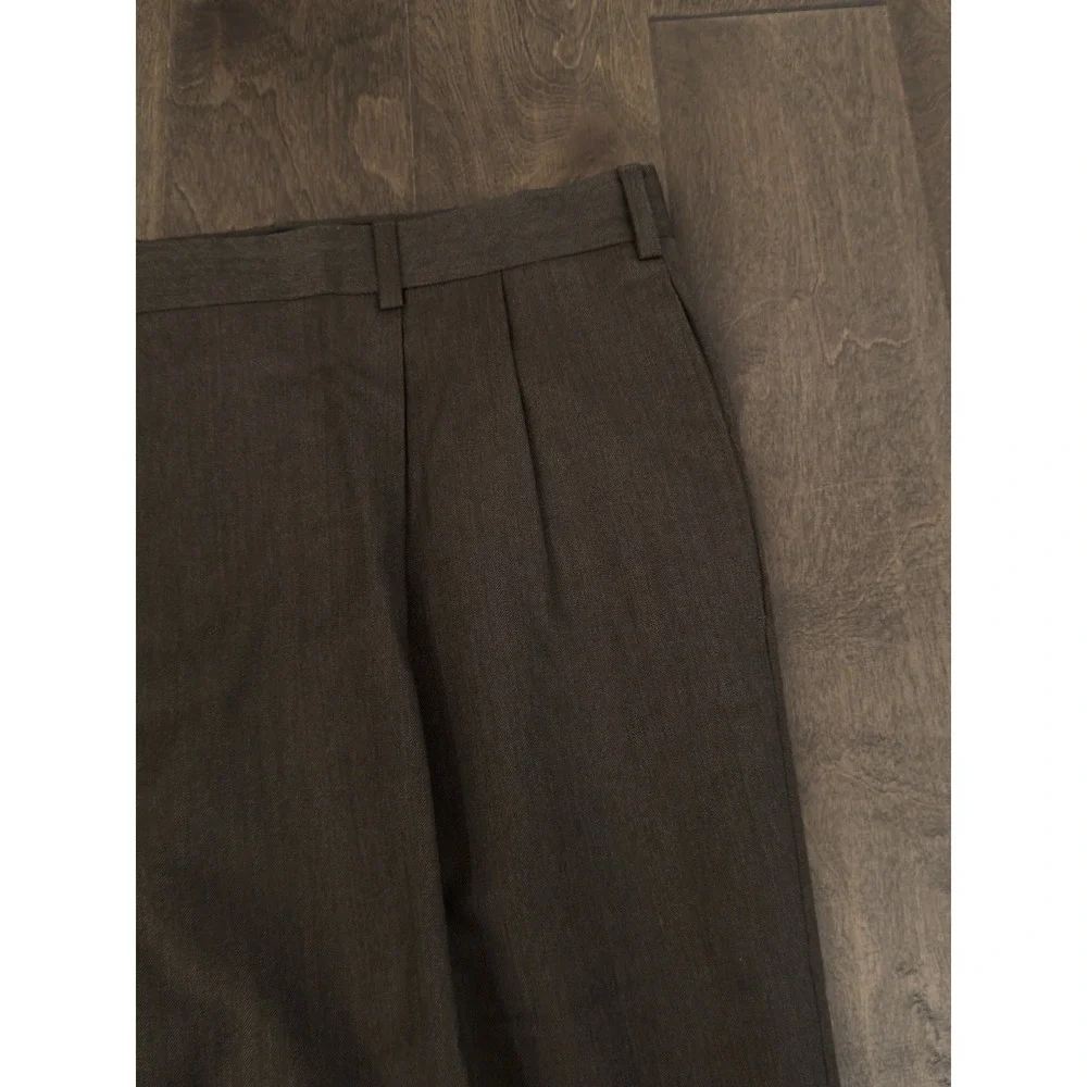 Jos A Bank Executive Collection 40X30 Brown 100% Wool Pleated Dress Pants Cuffed